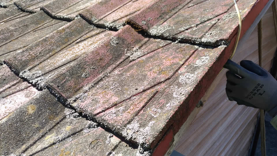 調査前のコンクリート製屋根瓦